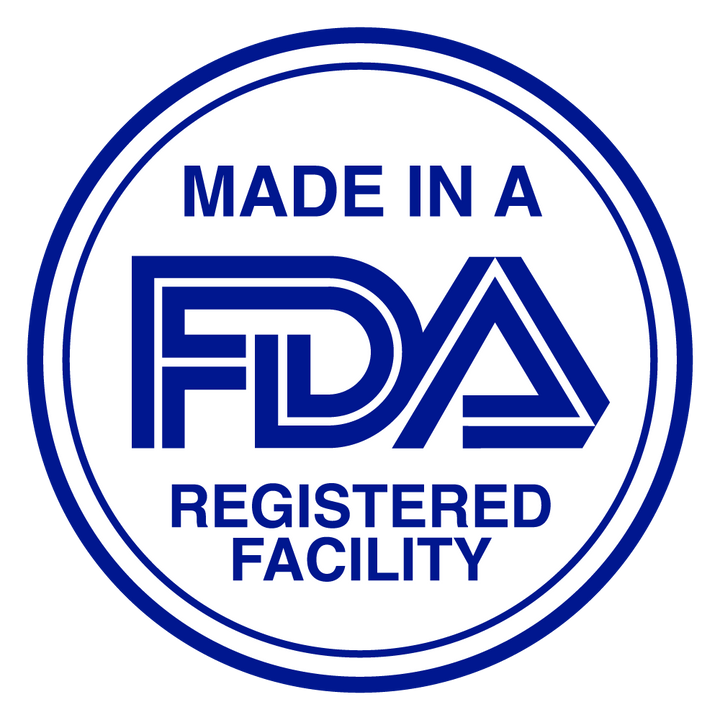 An icon indicating product to be made in an FDA Registered Facility.